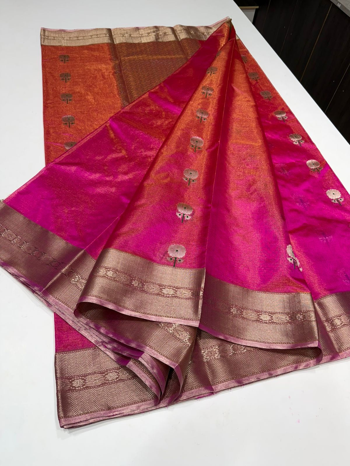 Pure Handloom Chanderi Tissue Pattu Soft Silk Saree