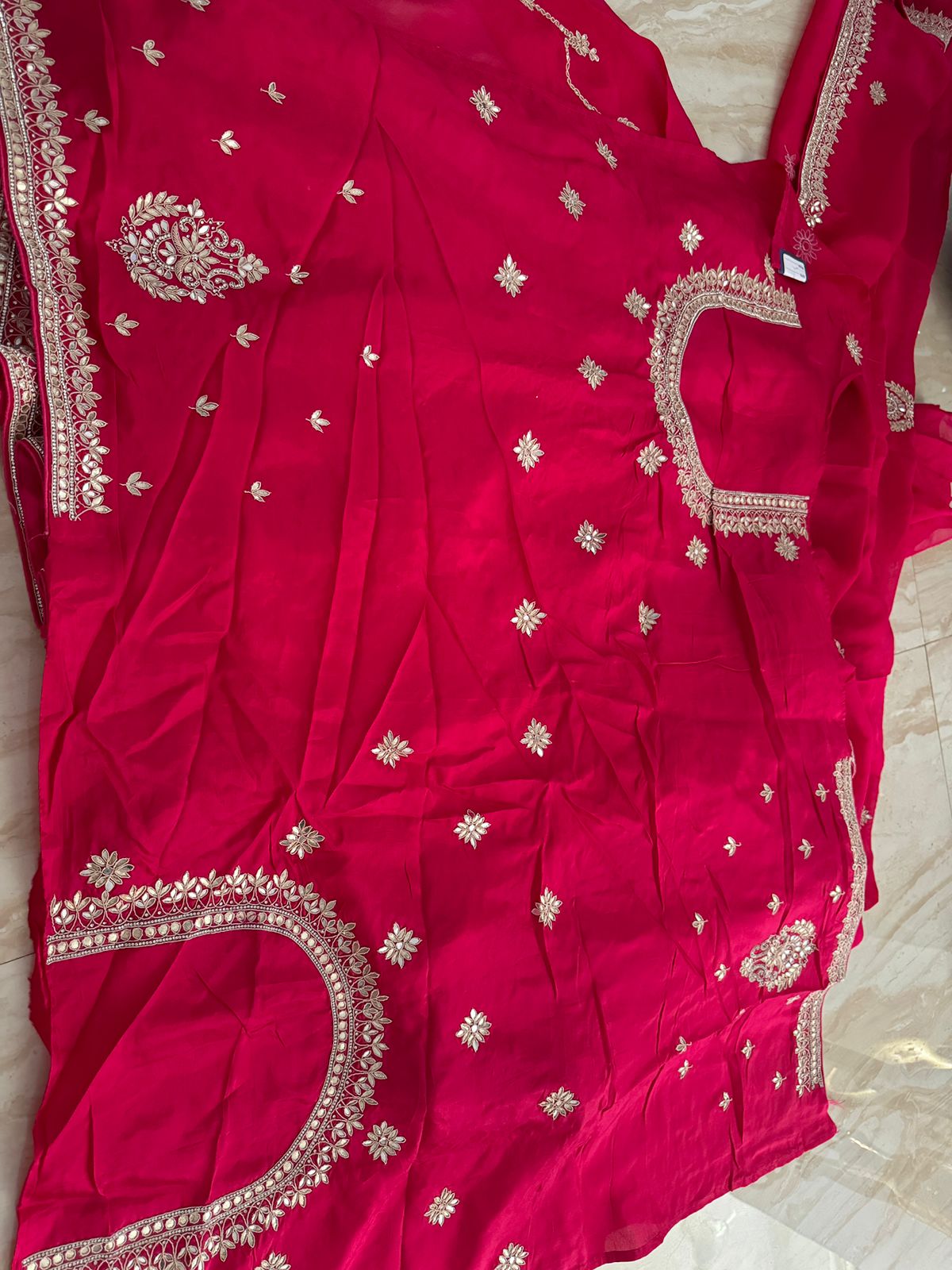 Designer Organza Saree with Gotta Patti Embroidery