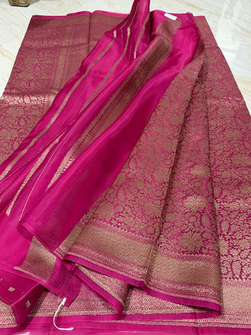 Pure Handloom Kora Brocade Banarasi Saree