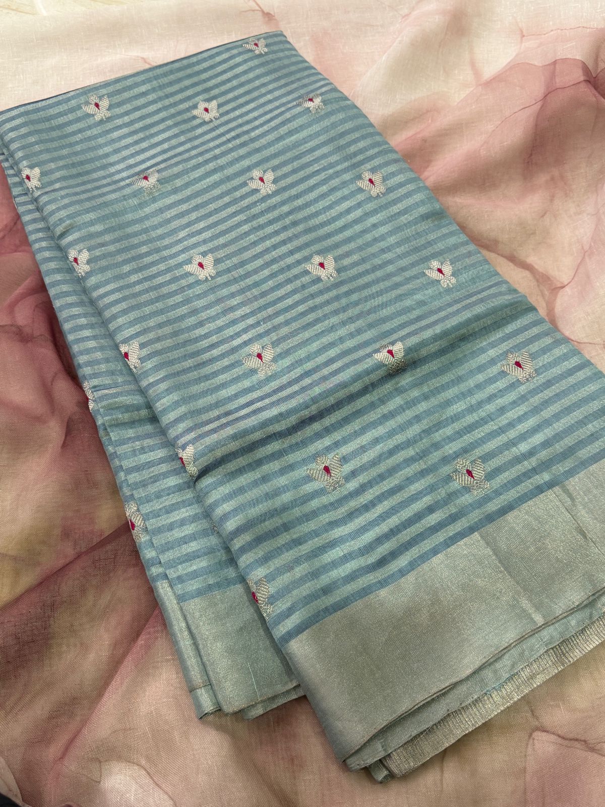 Pure Handloom Chanderi Pattu Tissue Silk Saree