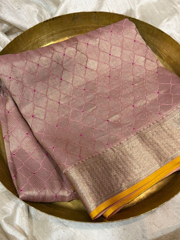 Pure Mysore Brocade Crepe Silk Saree With Meenakari Weave
