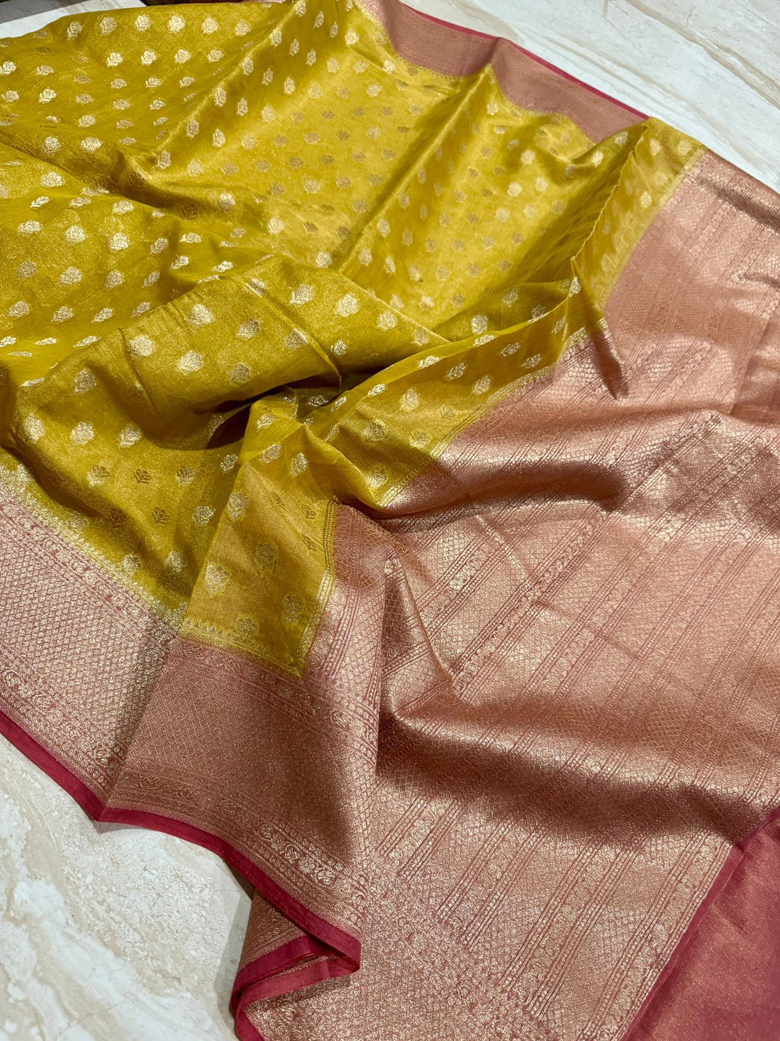 Banarasi Chanderi Soft Tissue Silk Saree with Zari Weave