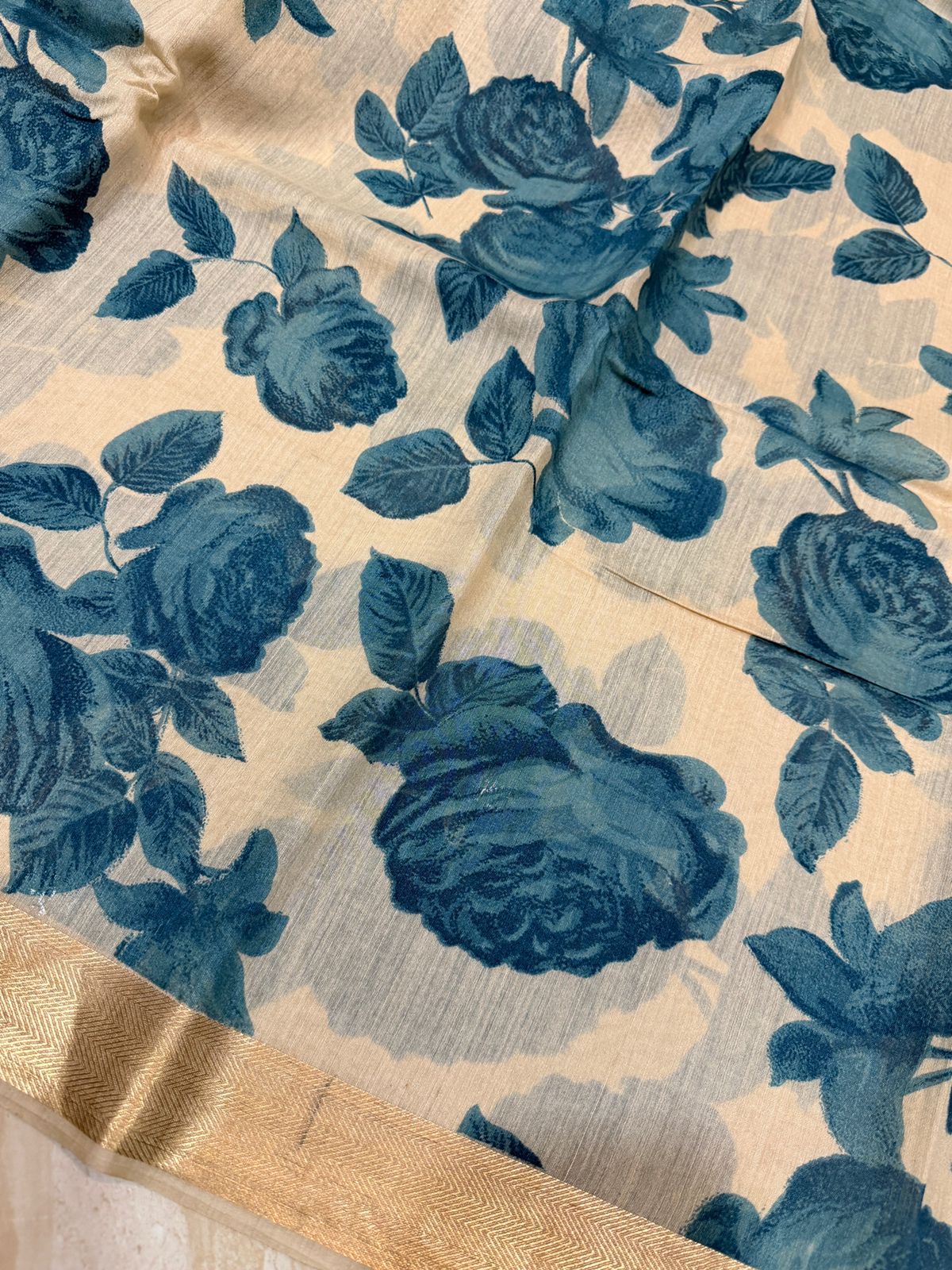 Banarasi Munga Digital Print Saree with Ghachi Tussar Pallu