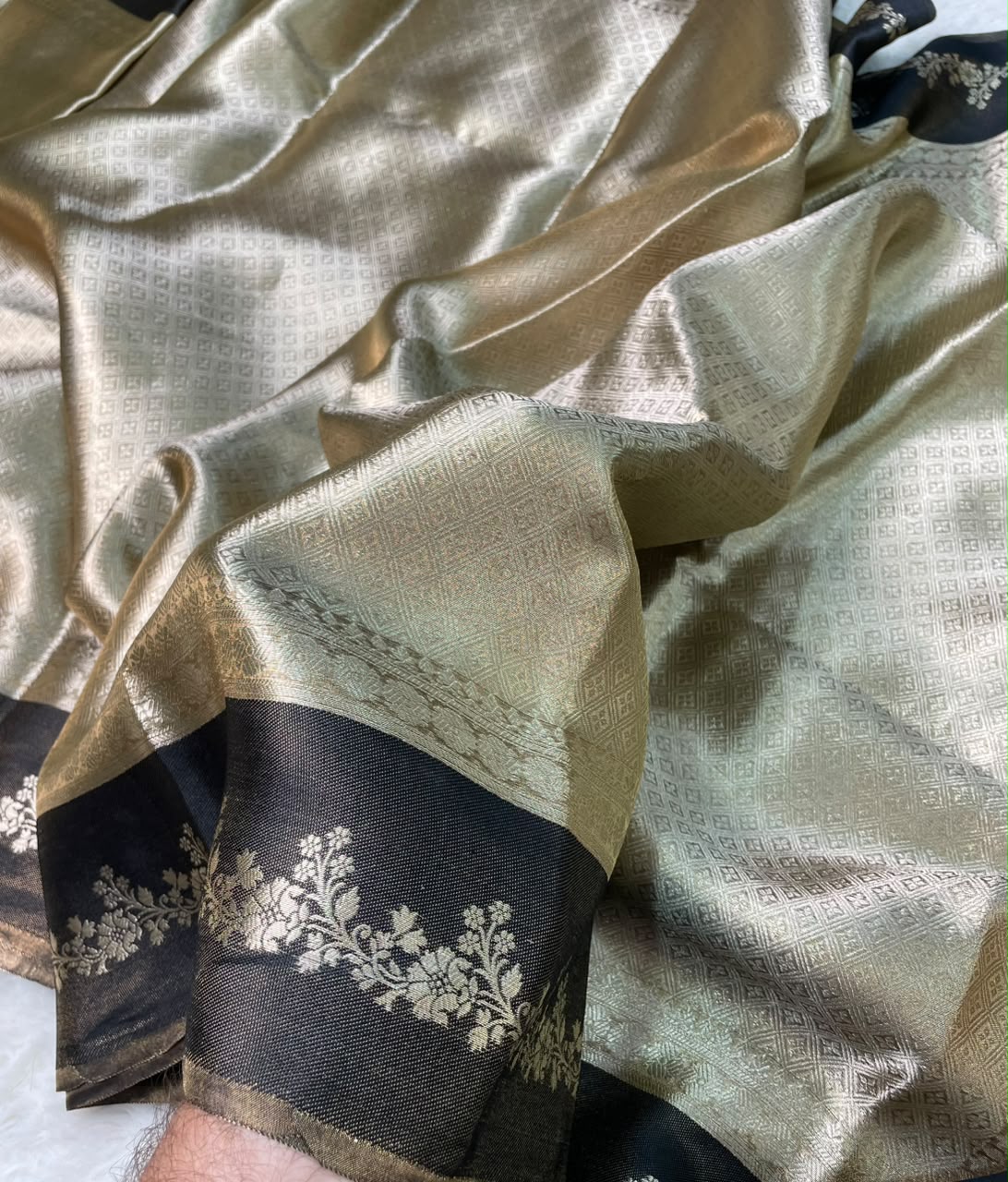 Banarasi Soft Brocade Tissue Silk Saree With Satin Patta Border
