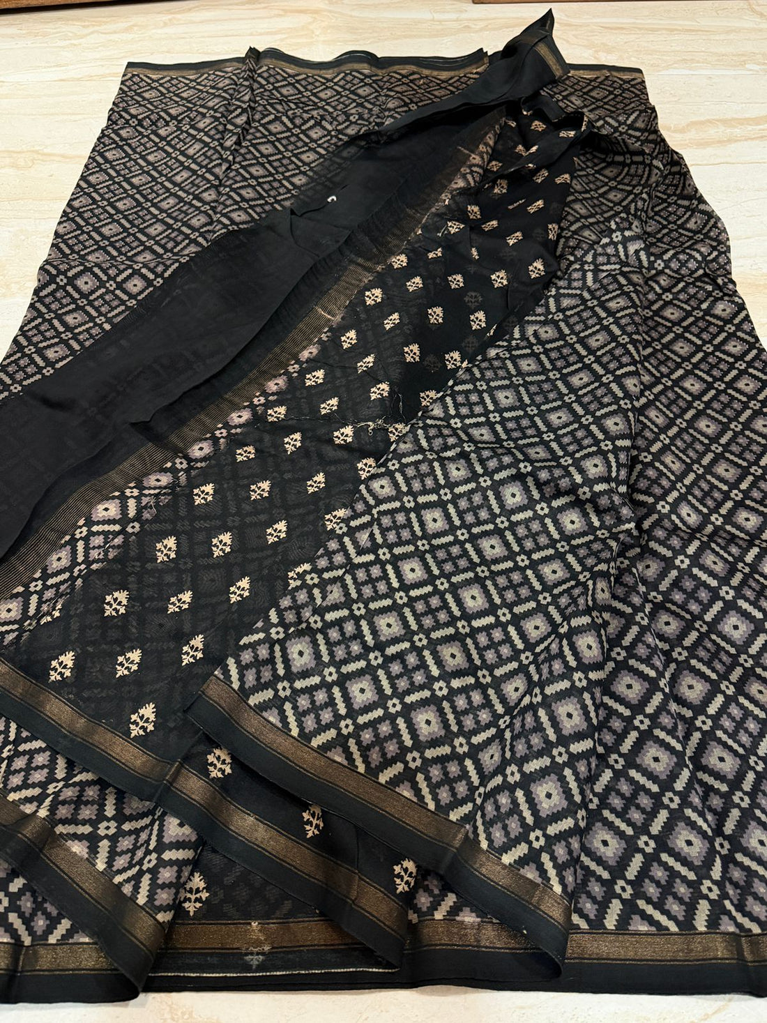 Chanderi Silk Cotton Hand Block Ajrakh Print
