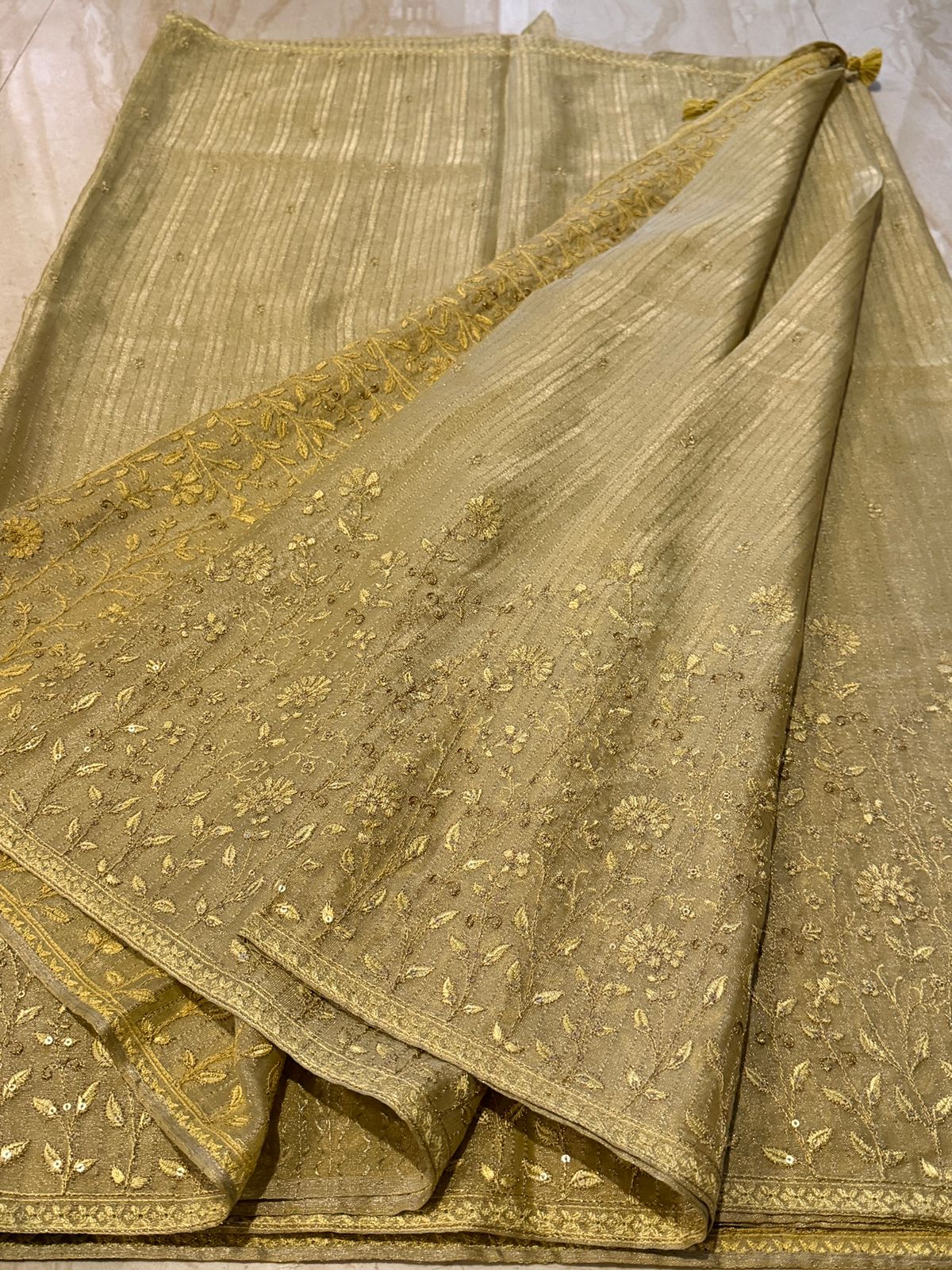 Mysore Tissue Georgette Soft Silk Saree With Machine Embroidery