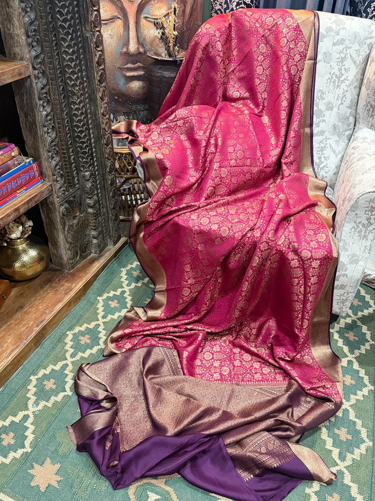 Mysore Brocade Crepe Silk With Antiq Zari Weave