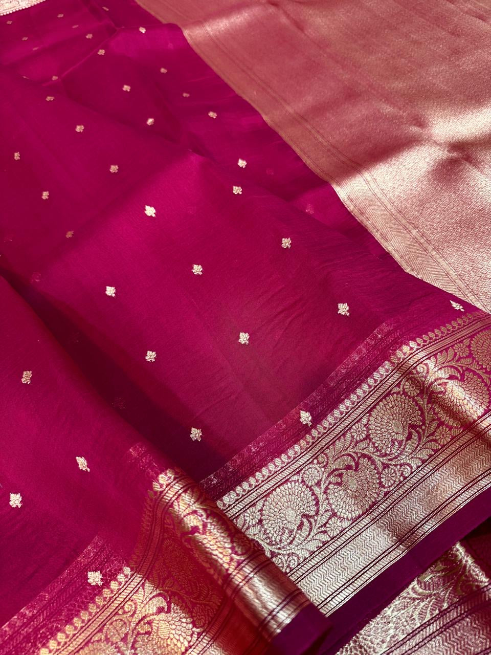 Pure Handloom Kora Banarasi Silk Saree