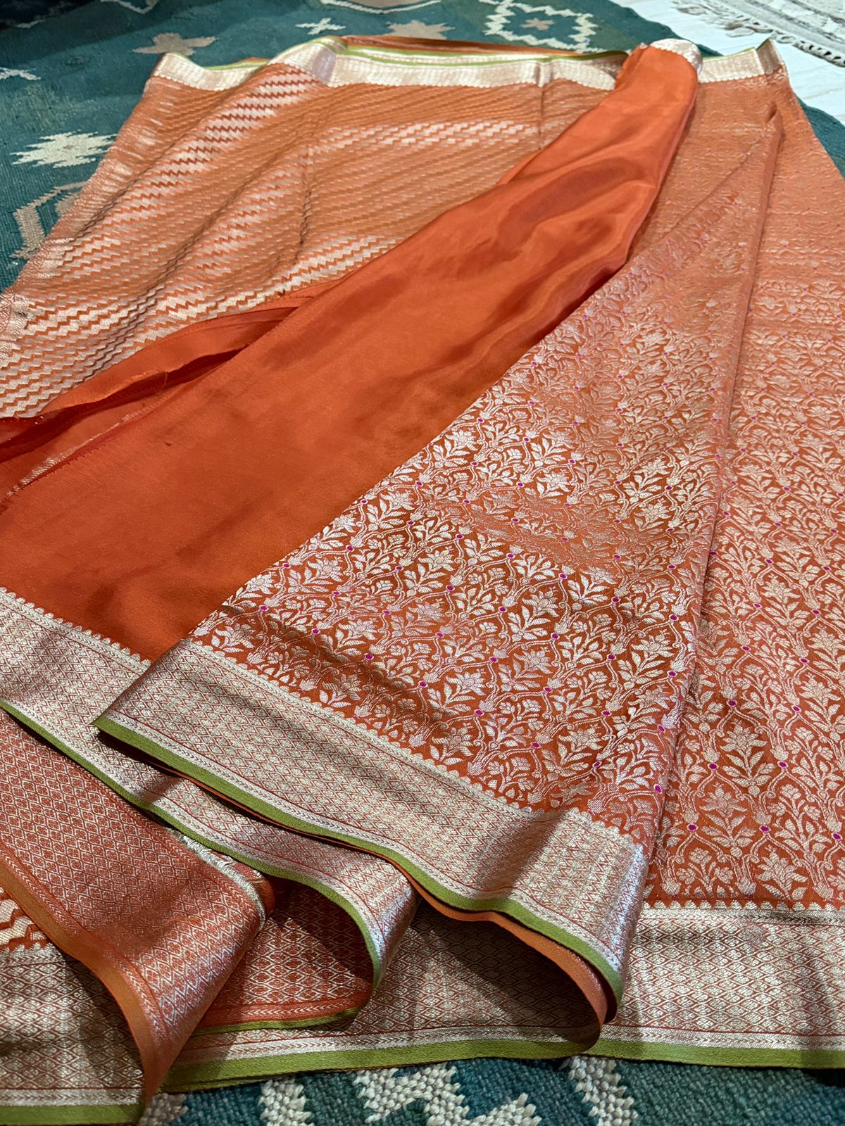 Pure Mysore Brocade Crepe Silk Saree With Meenakari Weave
