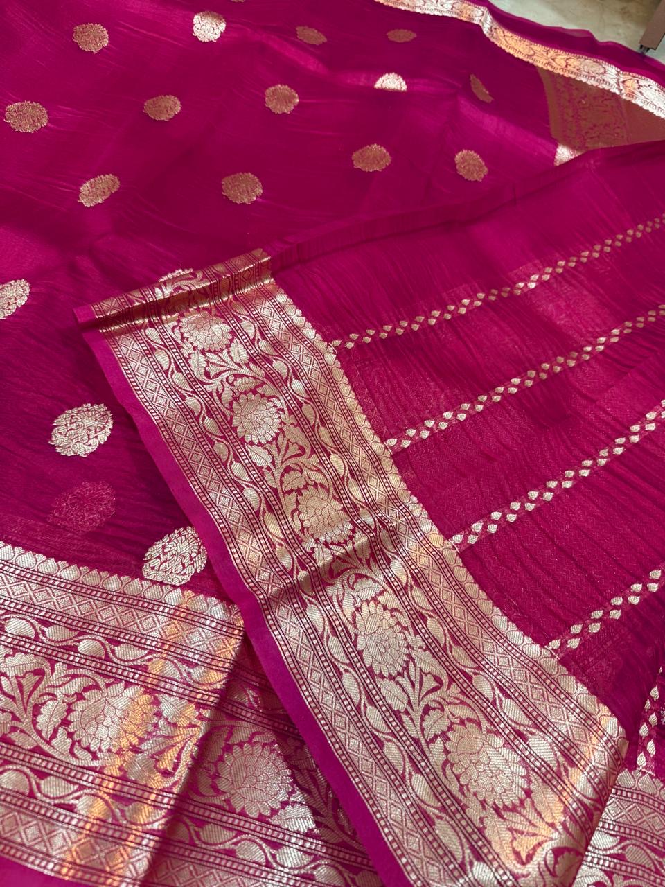 Pure Handloom Kora Banarasi Silk Saree
