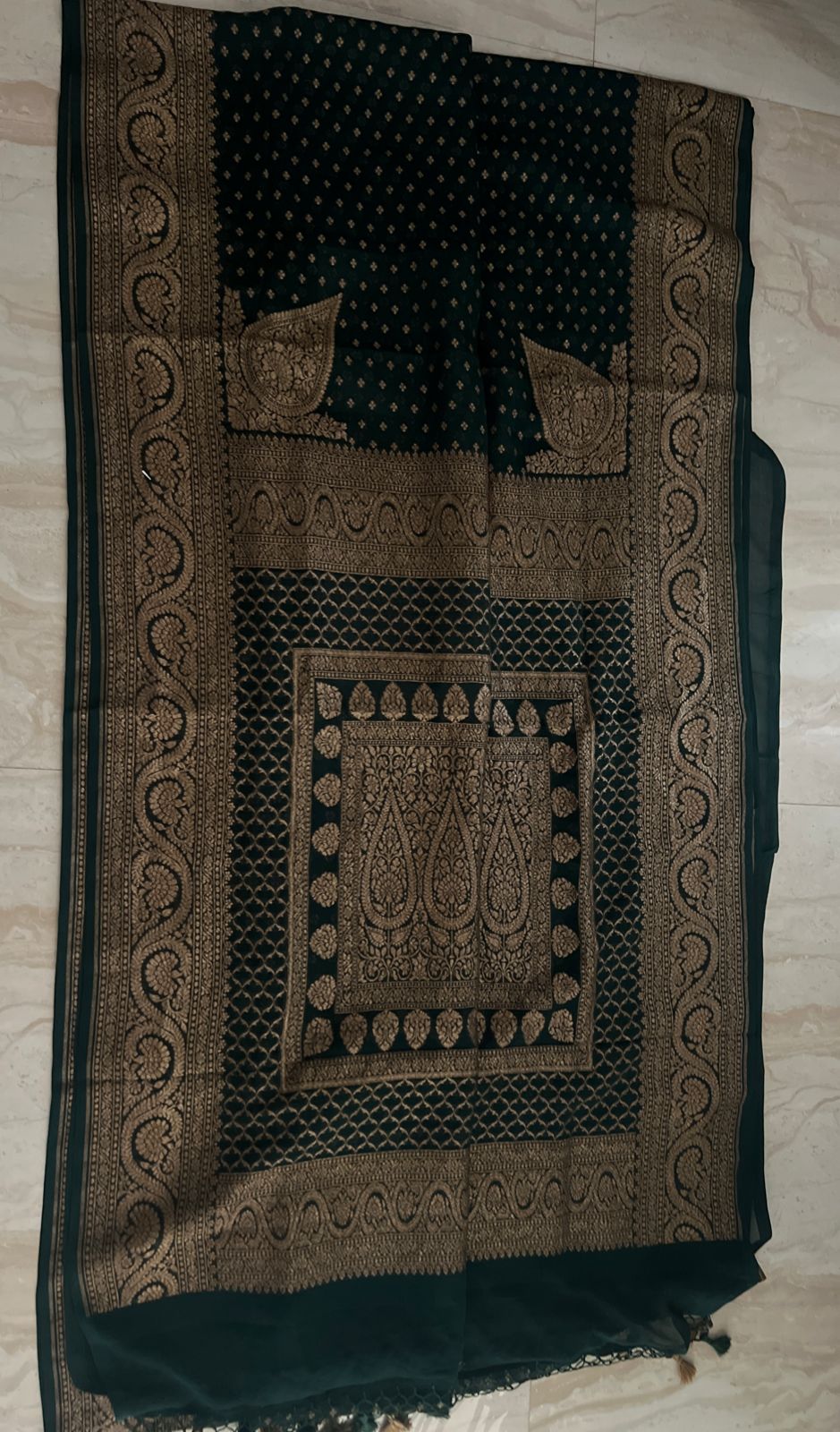 Pure Handloom Khaddi Georgette Banarasi Saree With All Over Zari Weave