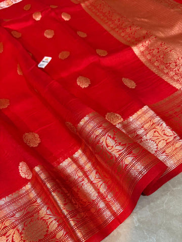 Pure Handloom Kora Banarasi Silk Saree