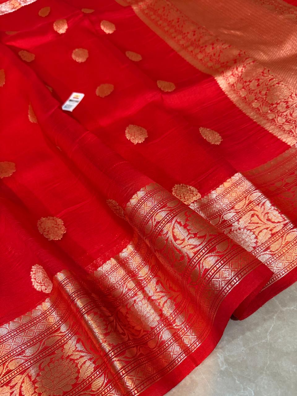 Pure Handloom Kora Banarasi Silk Saree