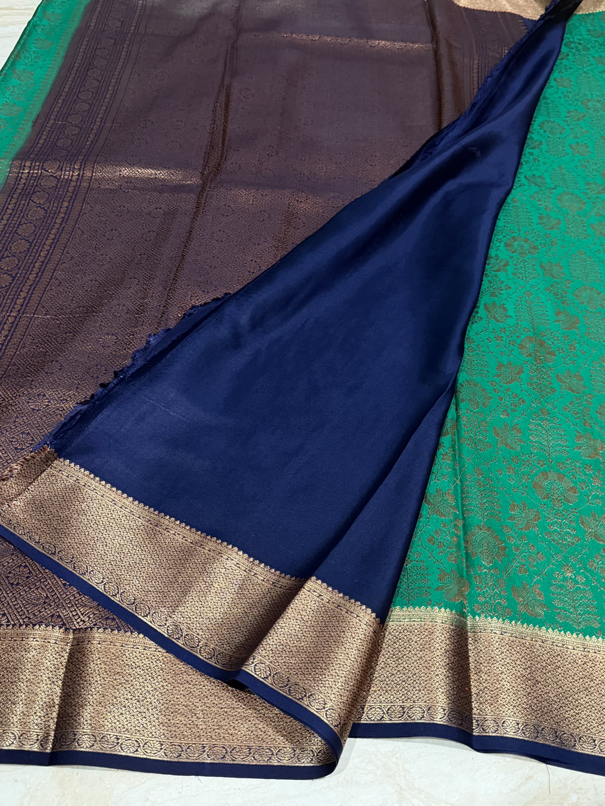 Mysore Brocade Crepe Silk With Antiq Zari Weave