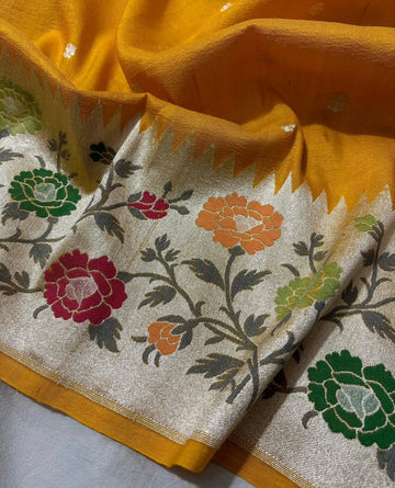 Tussar Georgette Handloom Banarasi Saree - Meenakari