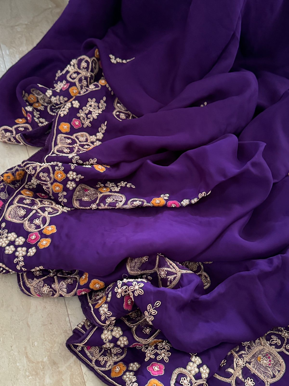 Pure Soft Organza Designer Saree With Zardozi Embroidery