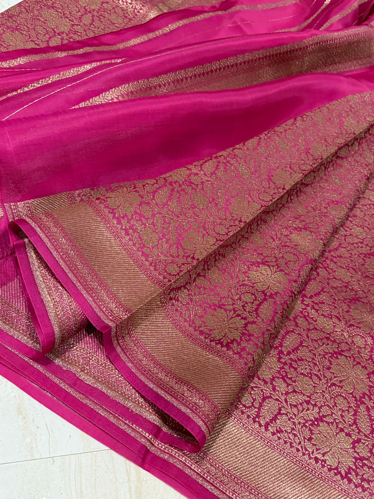 Pure Handloom Kora Brocade Banarasi Saree