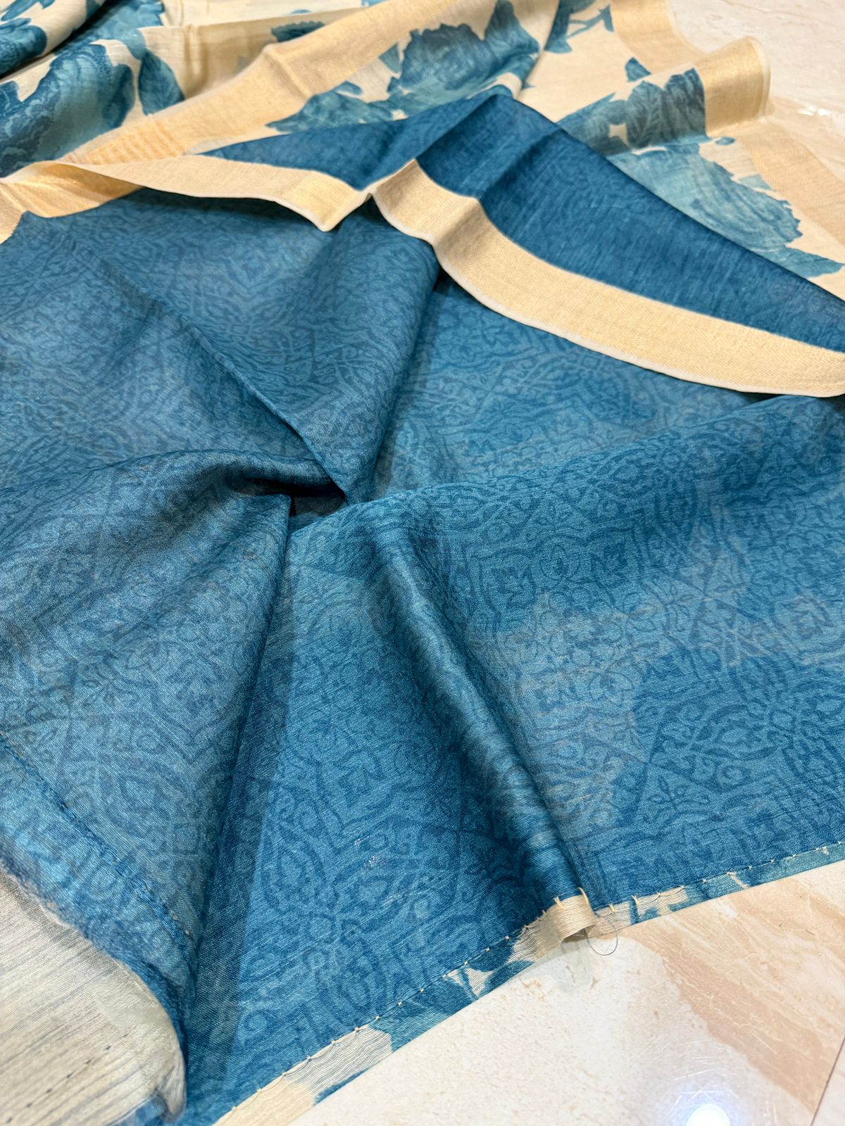 Banarasi Munga Digital Print Saree with Ghachi Tussar Pallu