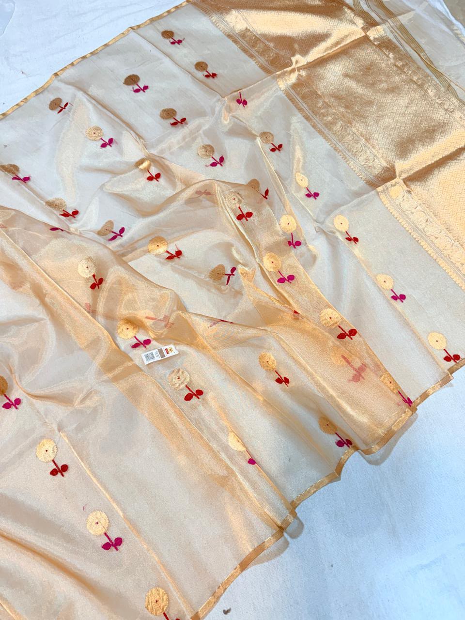 Banarasi Soft Tissue Silk Saree With Meenakari Butta