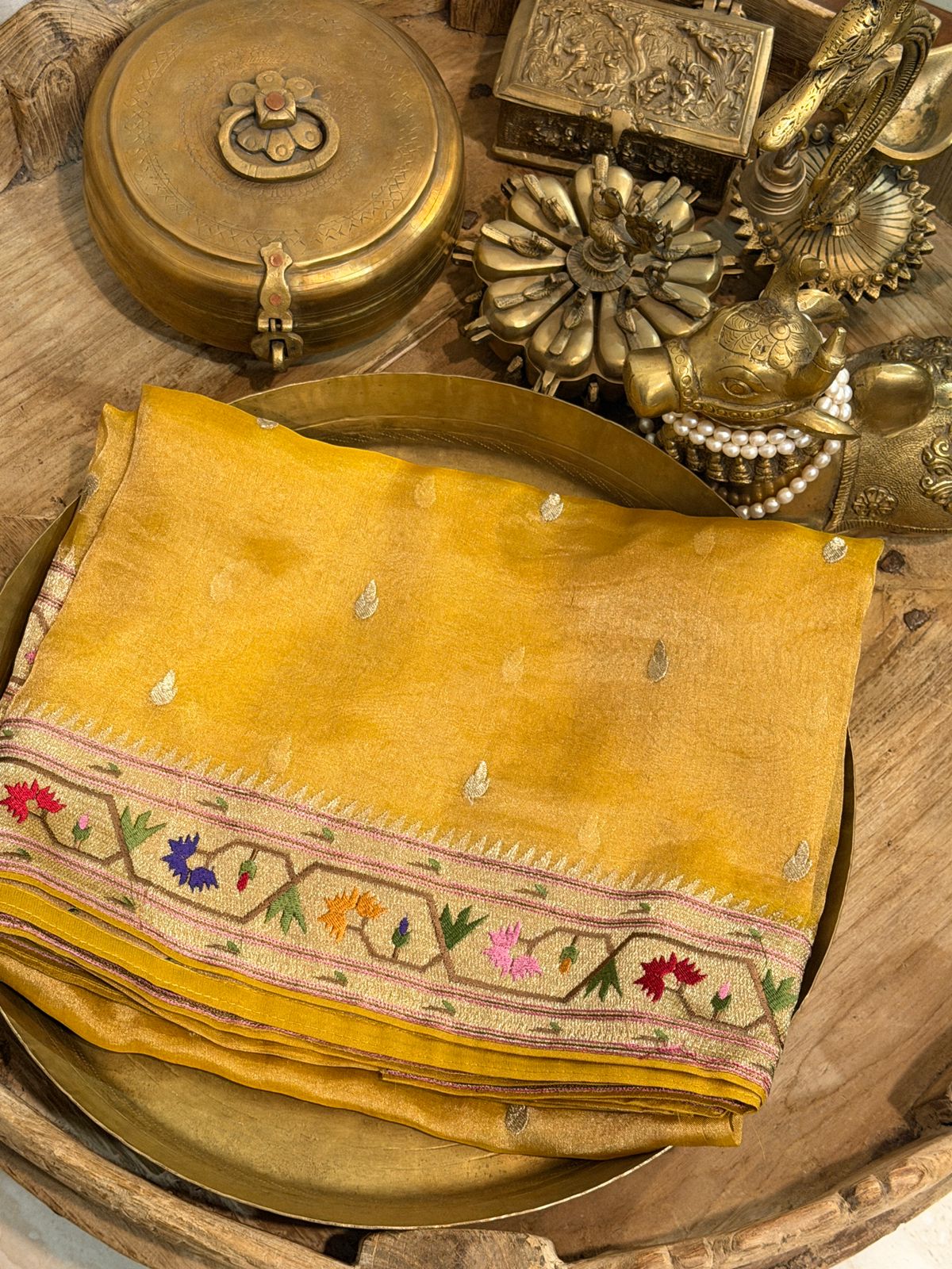 Premium Soft Tissue Silk Saree With Paithani Embroidery Border