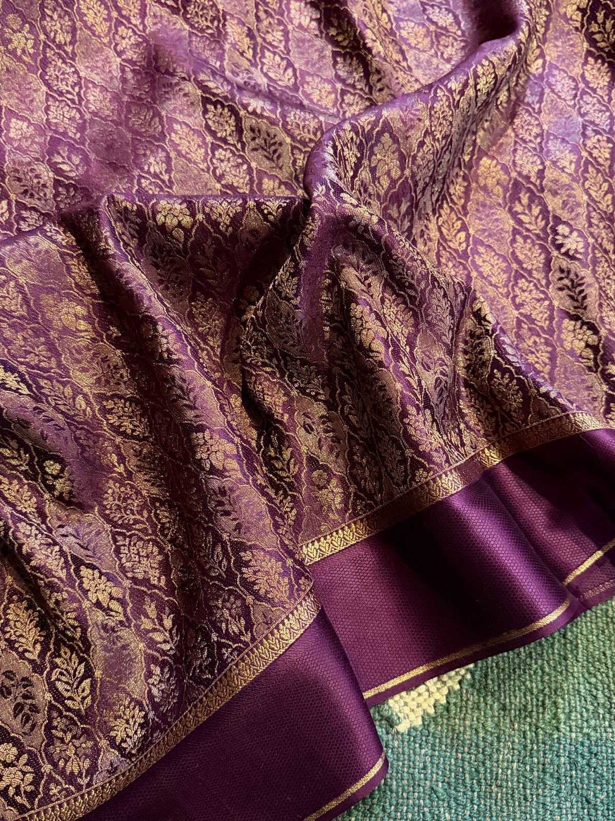 Pure Mysore Brocade Crepe Silk Saree With Antiq Zari Weave