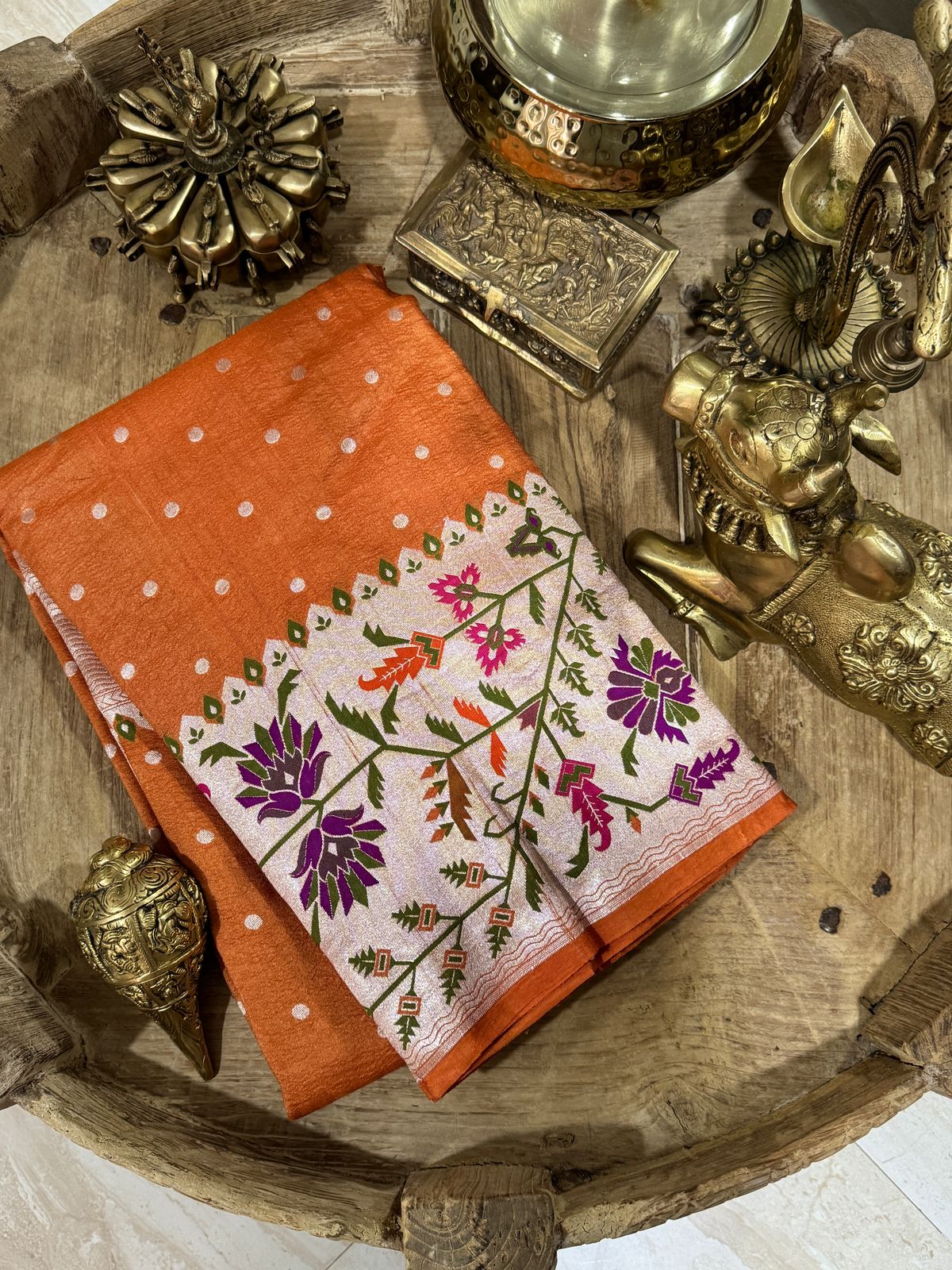 Pure Tussar Georgette Banarasi Saree with Paithani Weave
