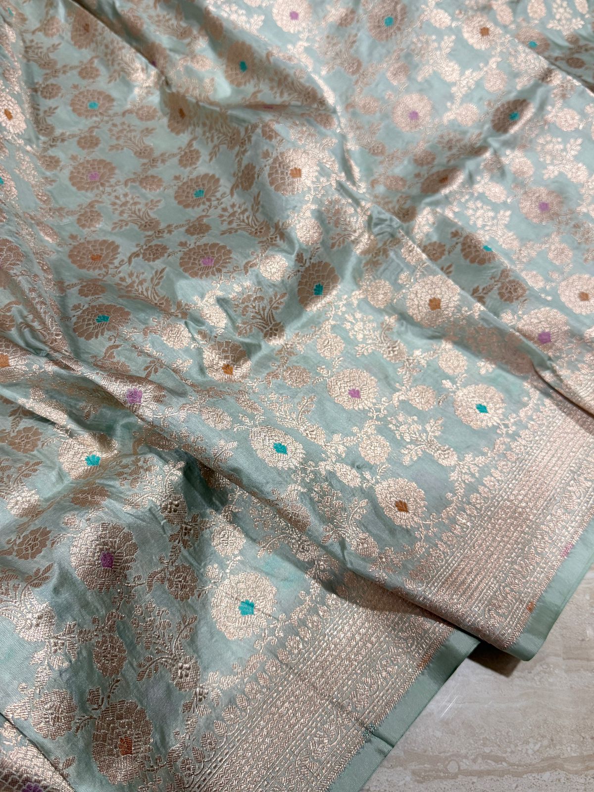 Pure Handloom Katan Banarasi Meenakari Weave