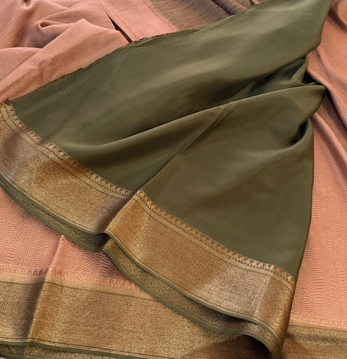 Pure Mysore Brocade Crepe Silk With Antiq Zari Weave