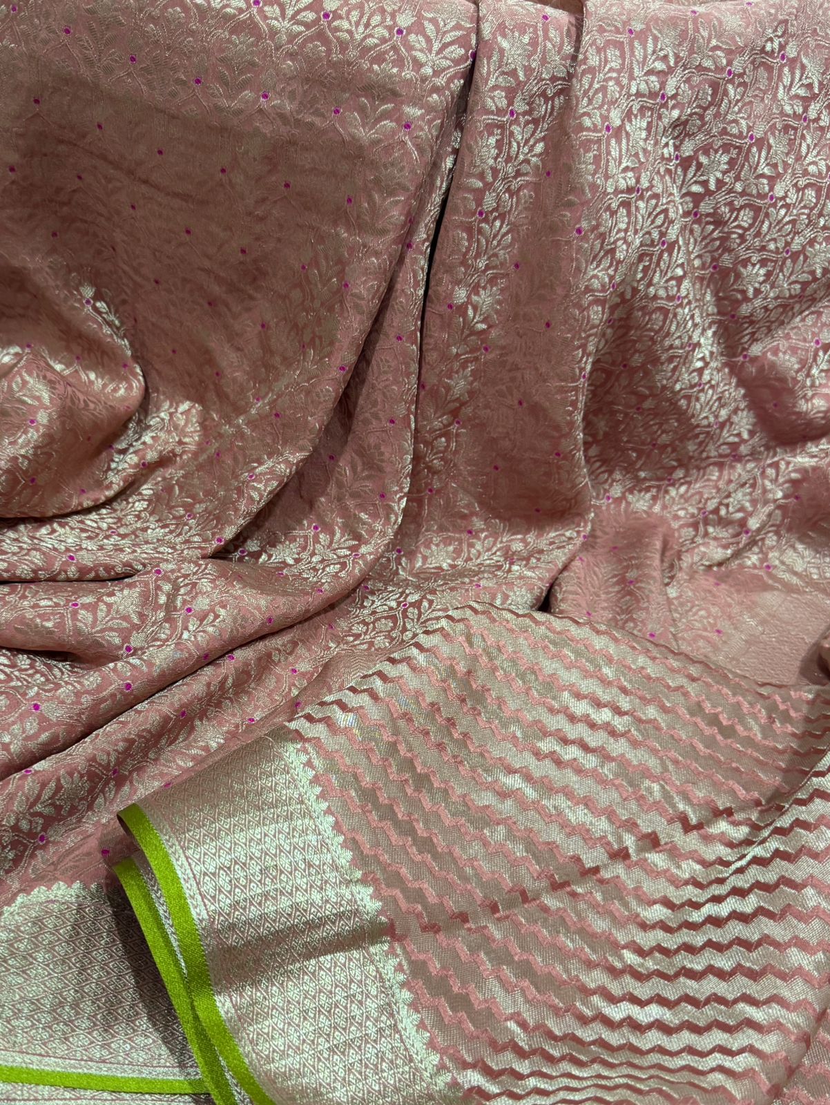 Pure Mysore Brocade Crepe Silk Saree With Meenakari Weave