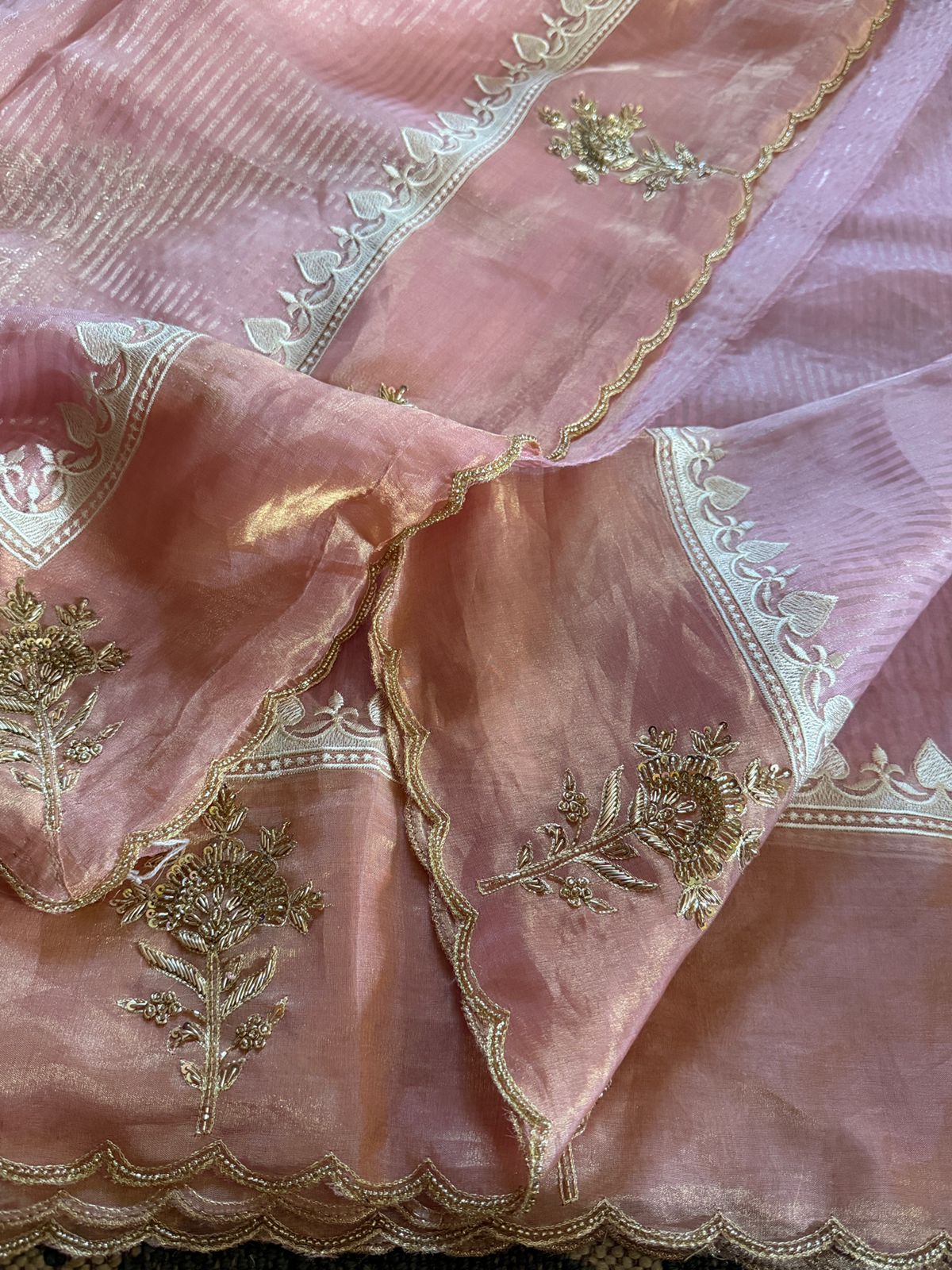 Designer Banarasi Soft Tissue Silk Saree with Rich Zardozi Work