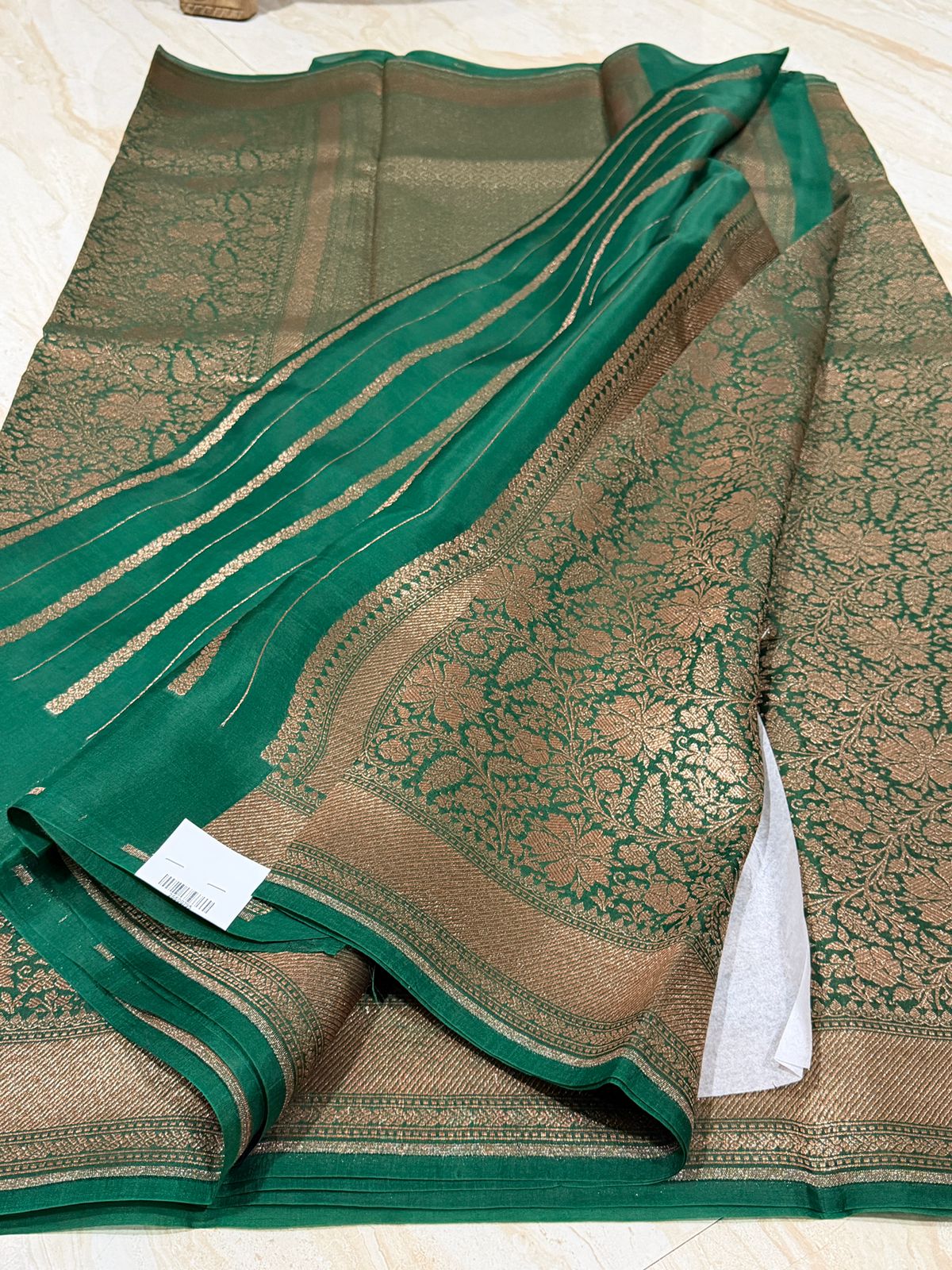 Pure Handloom Kora Brocade Banarasi Saree