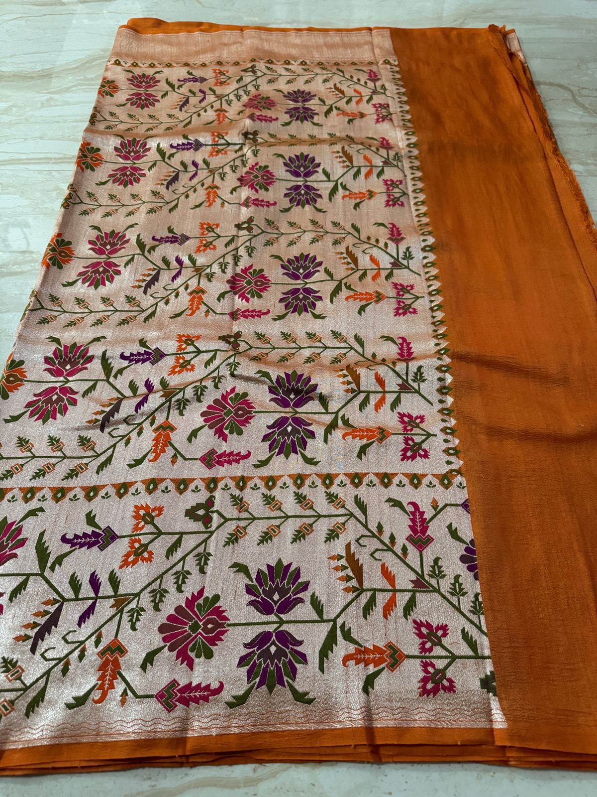 Pure Tussar Georgette Banarasi Saree with Paithani Weave
