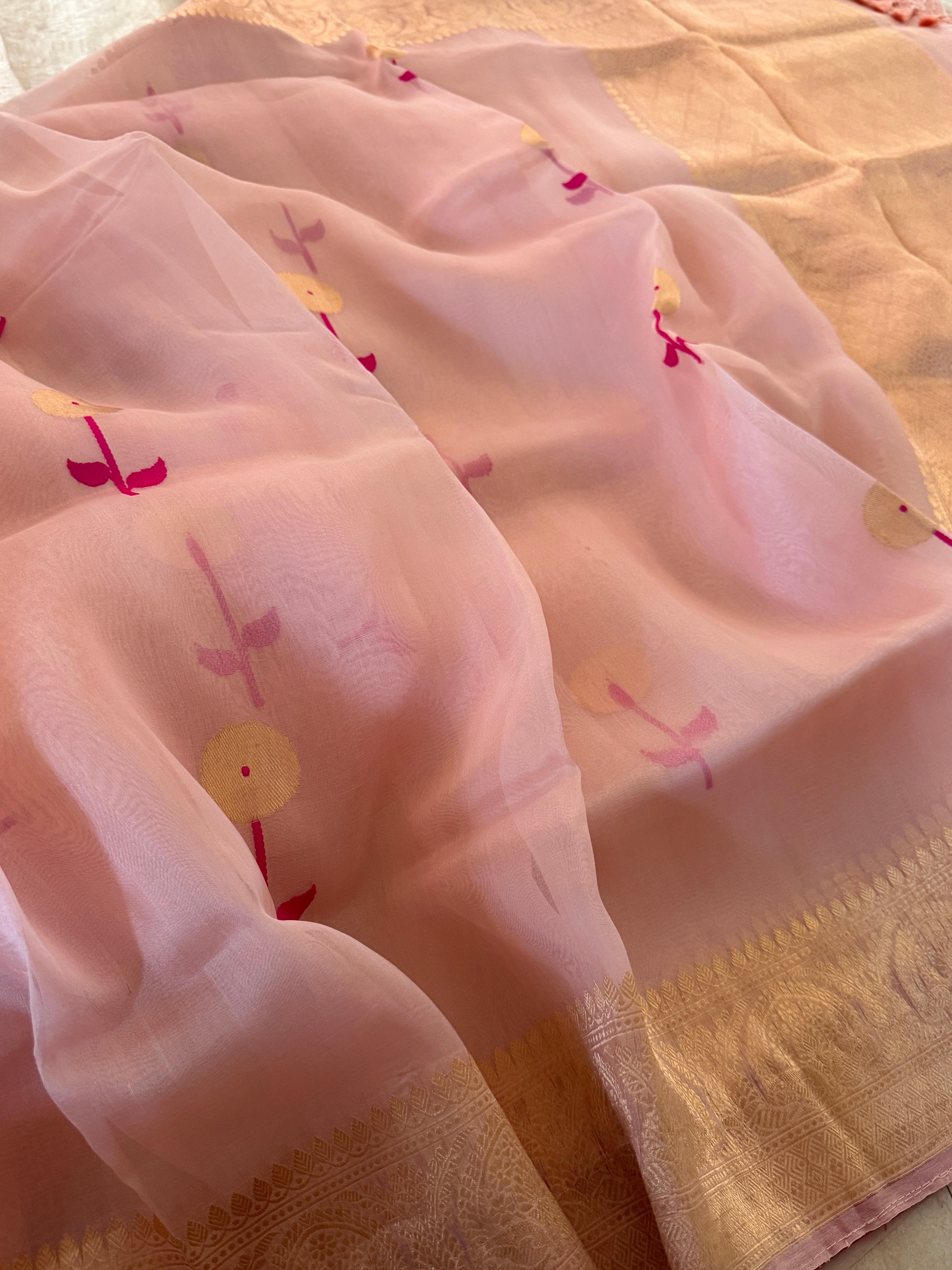 Pure Handloom Kora Banarasi Saree