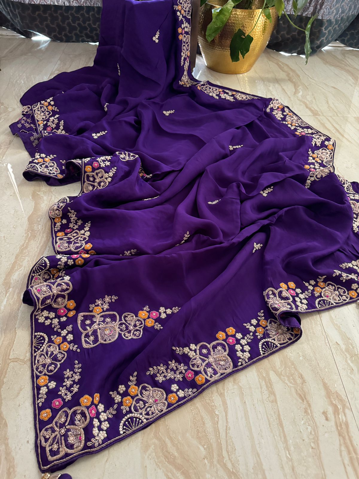 Pure Soft Organza Designer Saree With Zardozi Embroidery