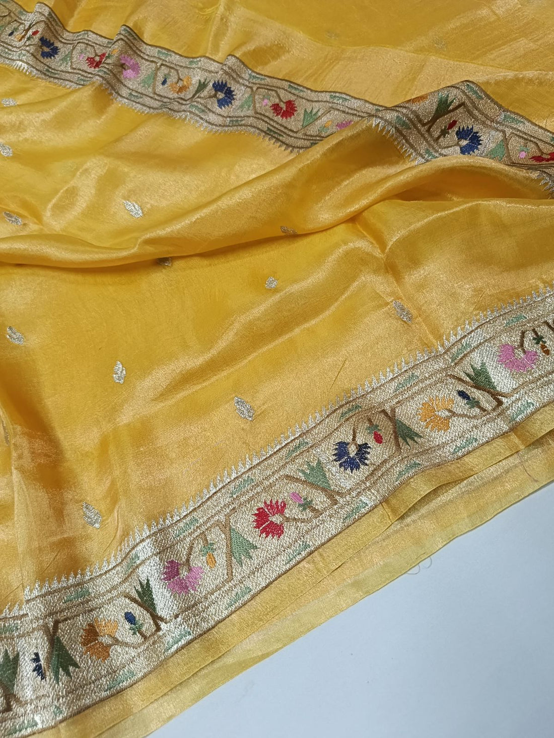 Pure Banarasi Soft Tissue Silk Saree With Paithani Border