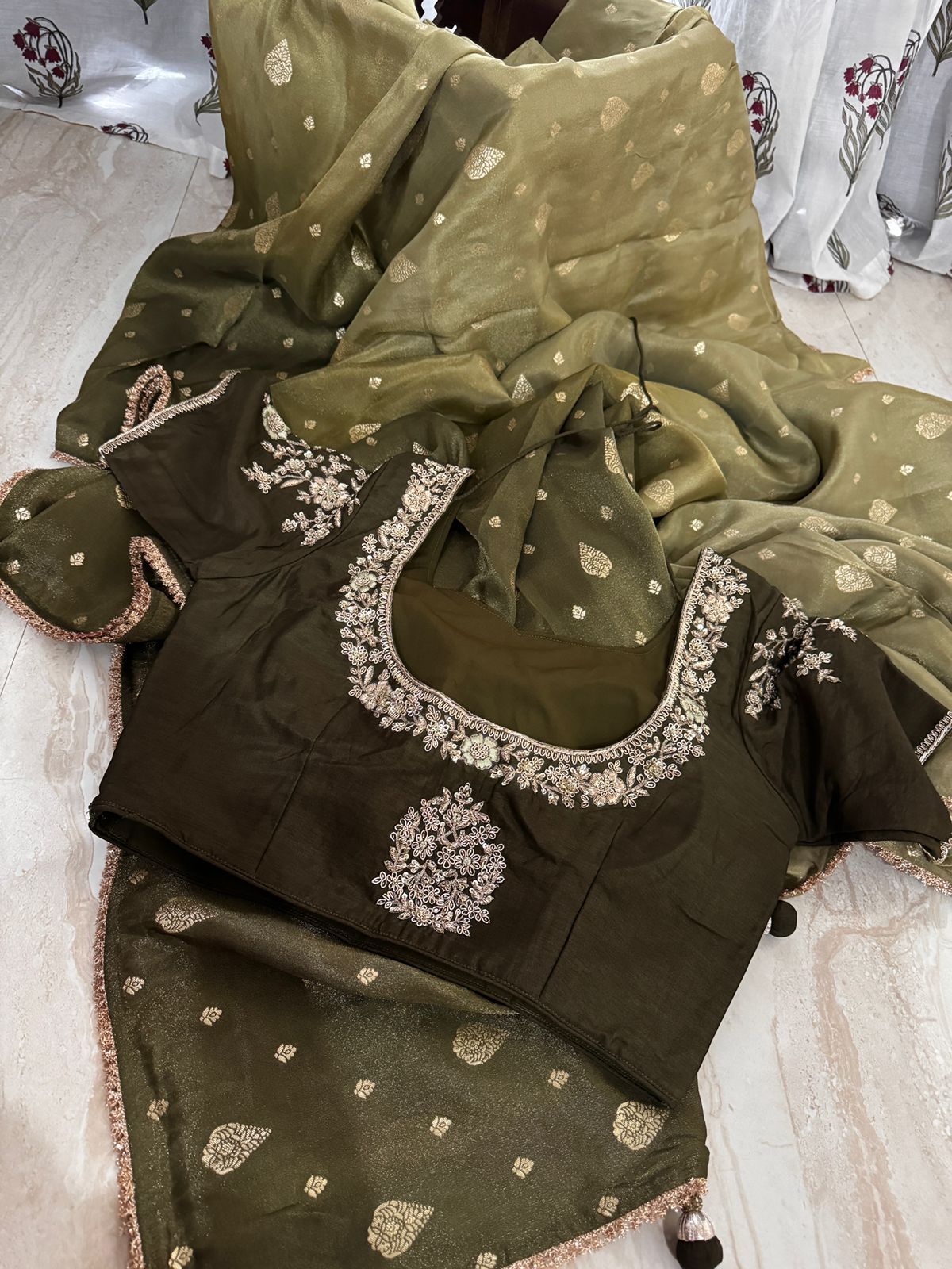 Designer Soft Tissue Silk Saree with Ready to Wear Blouse