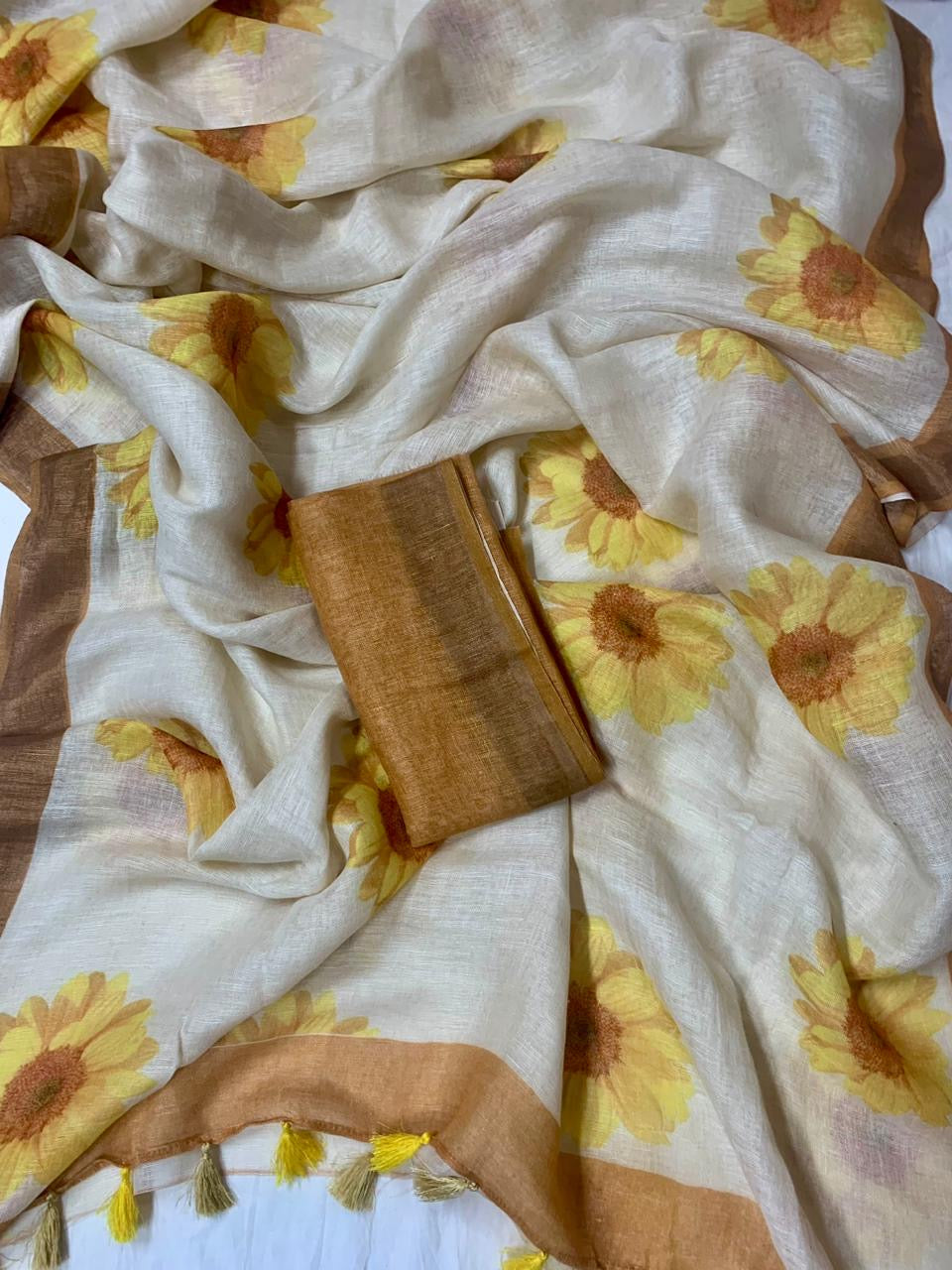 Pure Linen by Linen Digital Print Saree