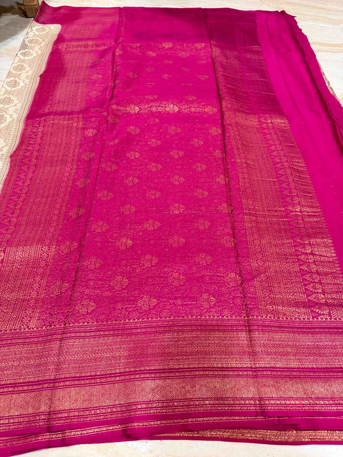 Pure Mysore Brocade Crepe Silk Saree With Antiq Zari Weave