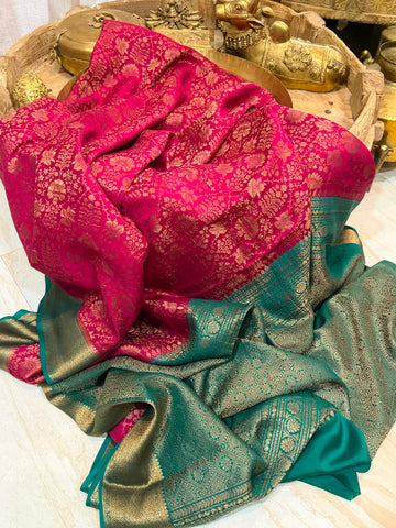 Mysore Brocade Crepe Silk With Antiq Zari Weave