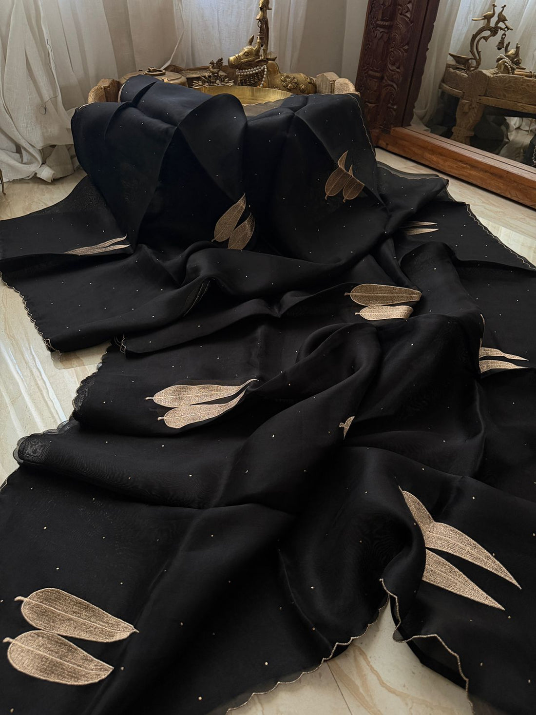 Pure Organza Elegance with Pita Leaf Motifs