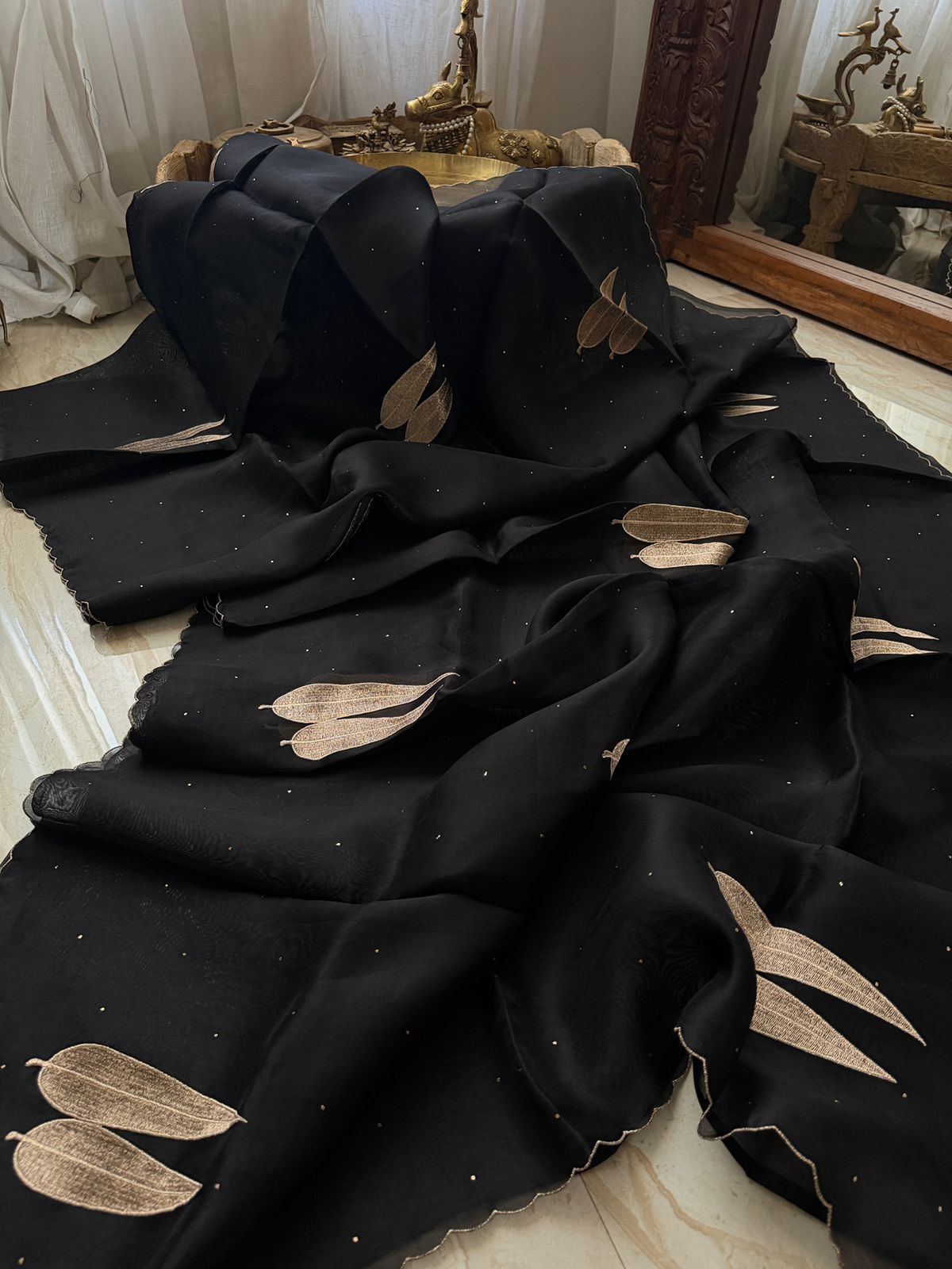 Pure Organza Elegance with Pita Leaf Motifs