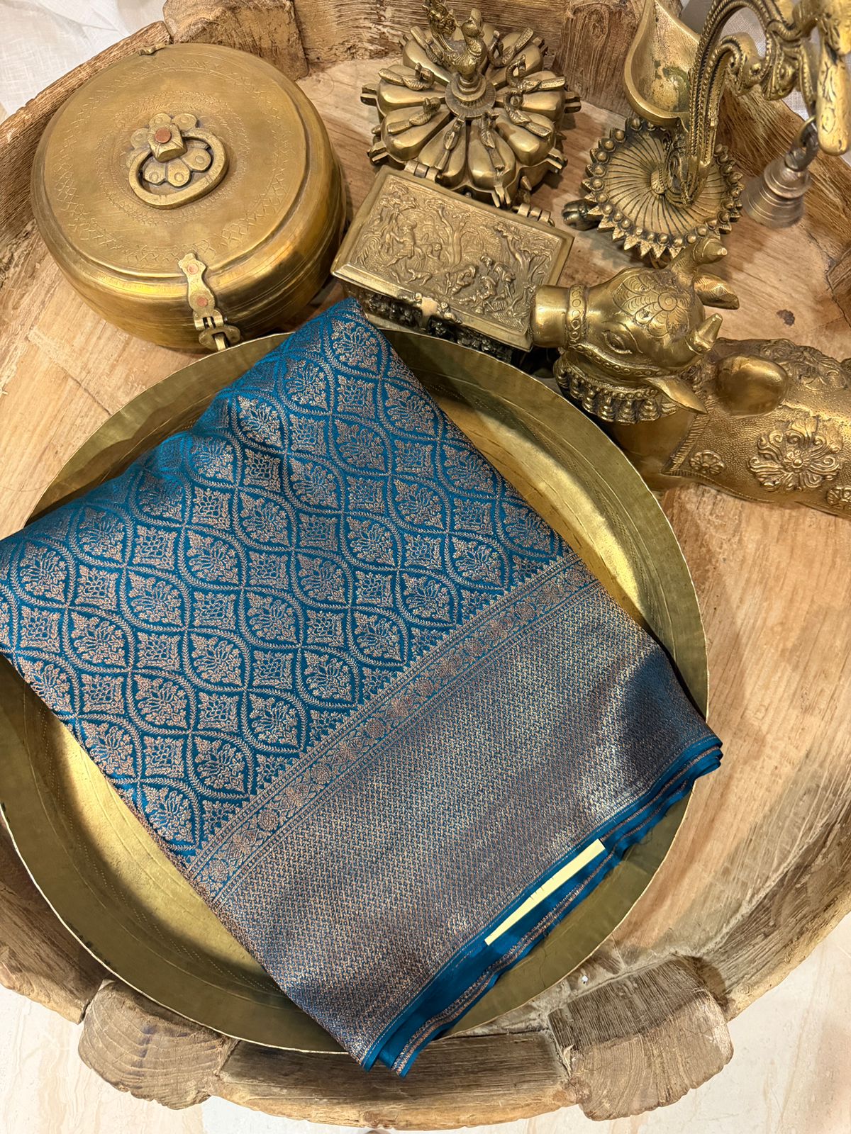 Pure Mysore Brocade Crepe Silk Saree With Antiq Zari Weave