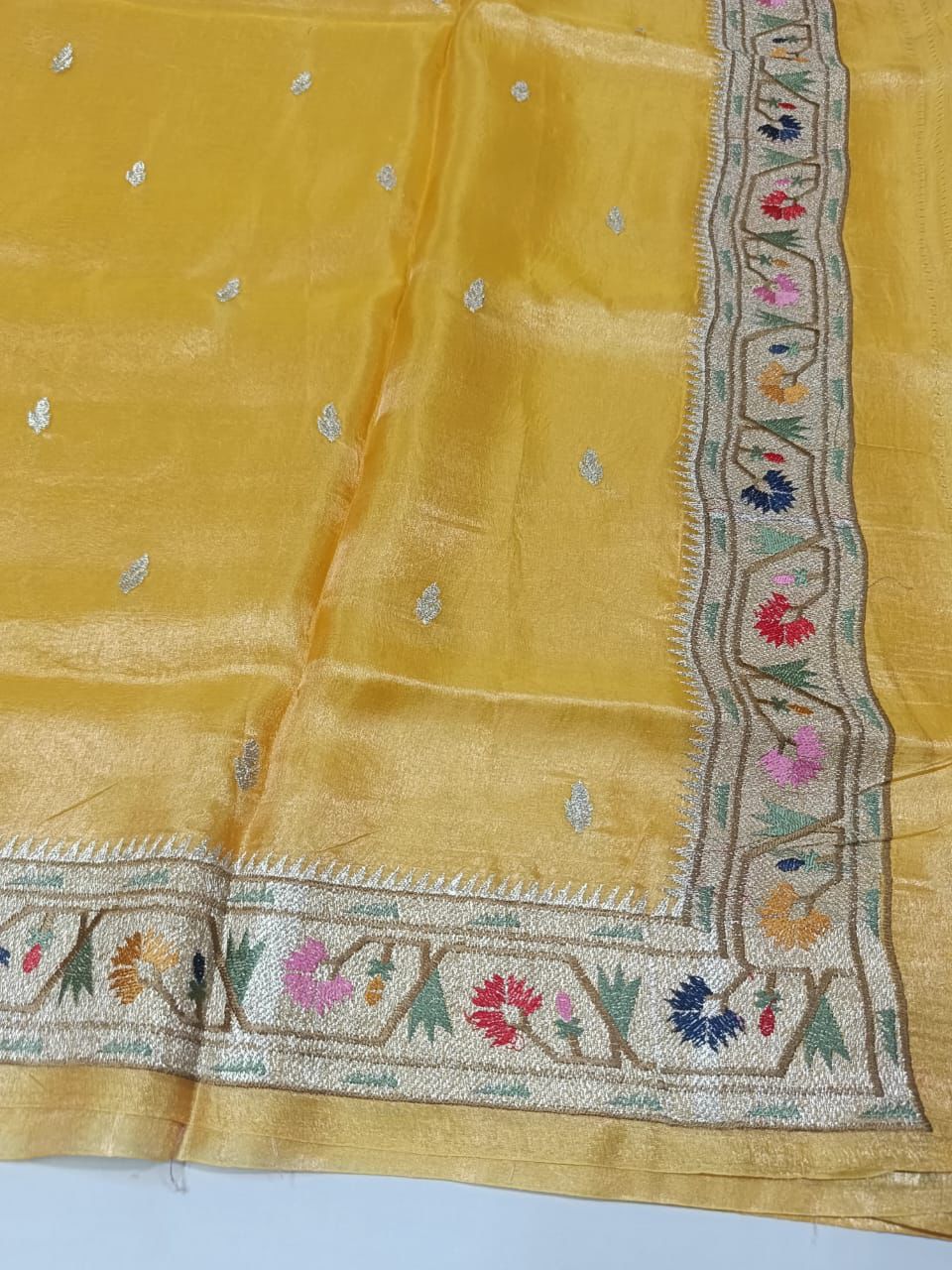 Pure Banarasi Soft Tissue Silk Saree With Paithani Border