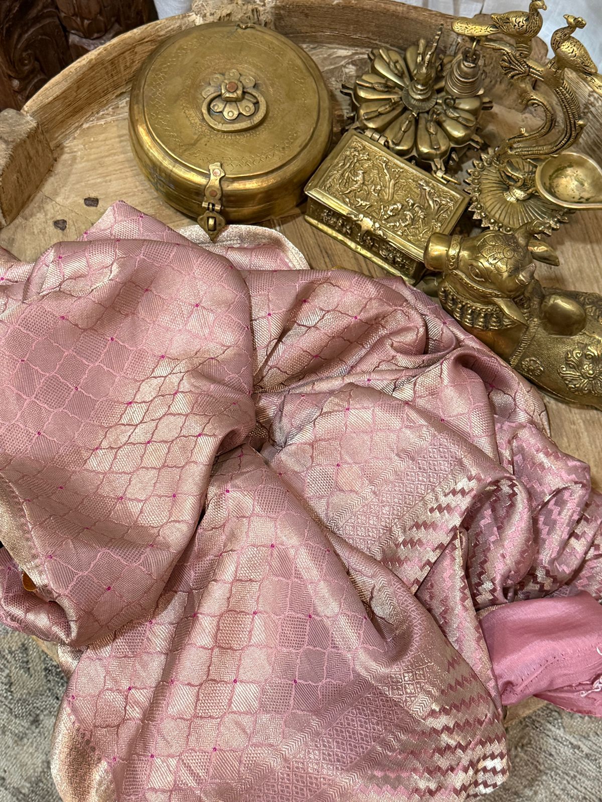 Pure Mysore Brocade Crepe Silk Saree With Meenakari Weave