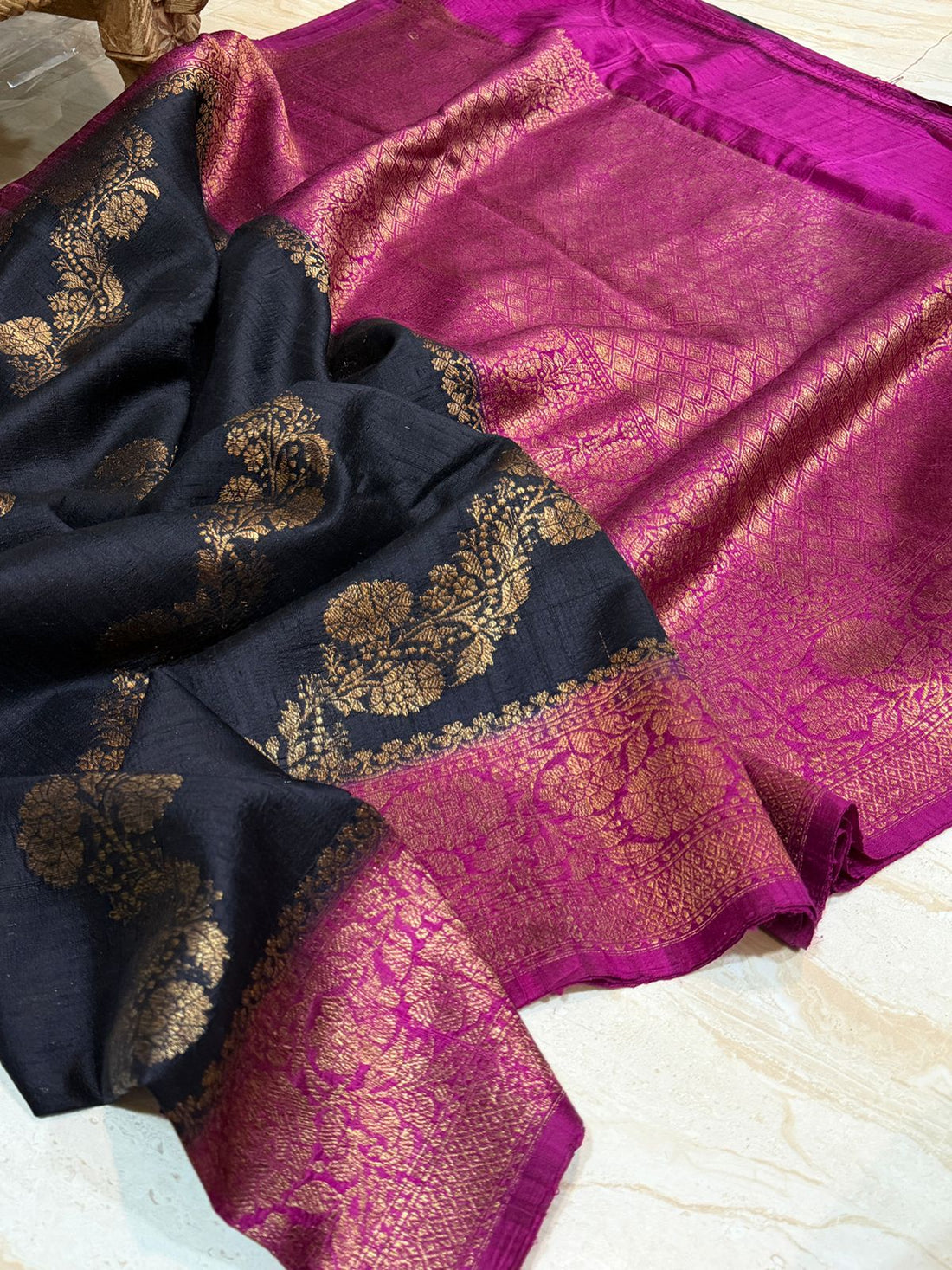 Raw Silk Leheriya Weave Banarasi Saree
