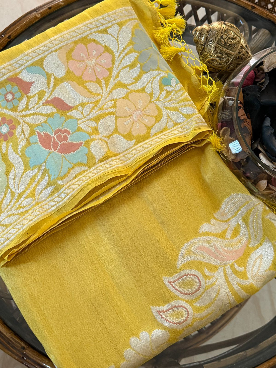 Tussar Georgette Handloom Banarasi Saree -with Tilfi Meenakari
