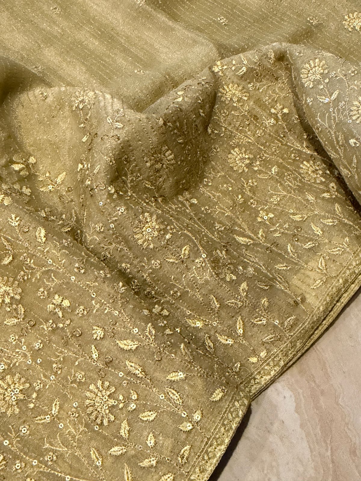 Mysore Tissue Georgette Soft Silk Saree With Machine Embroidery