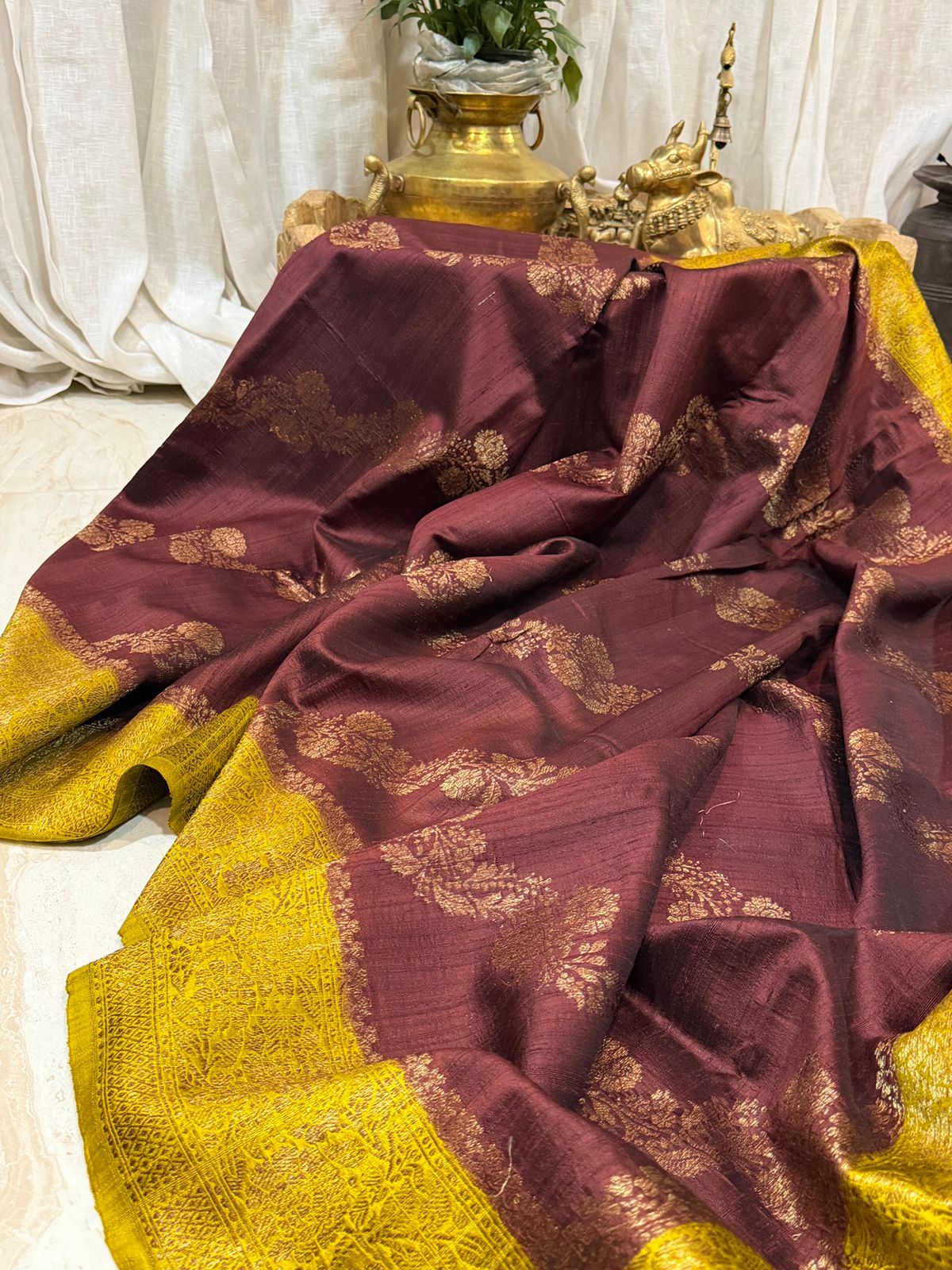 Raw Silk Leheriya Weave Banarasi Saree