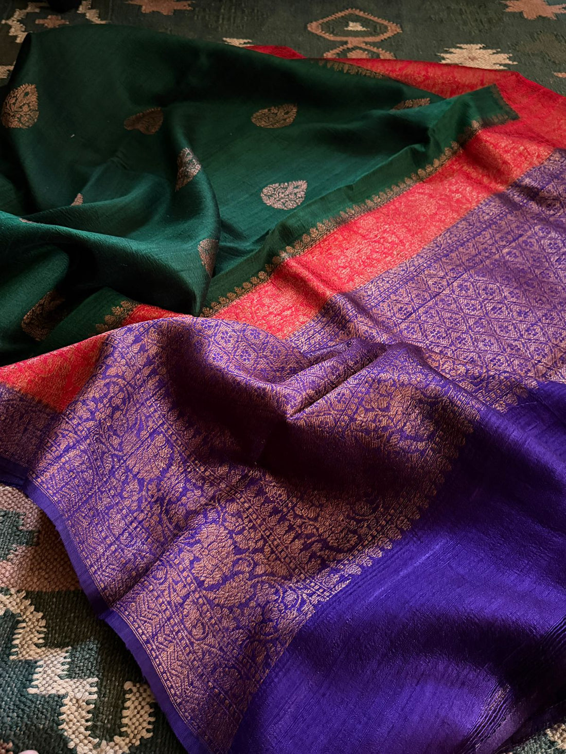 Pure Tussar Raw Silk Banarasi Saree