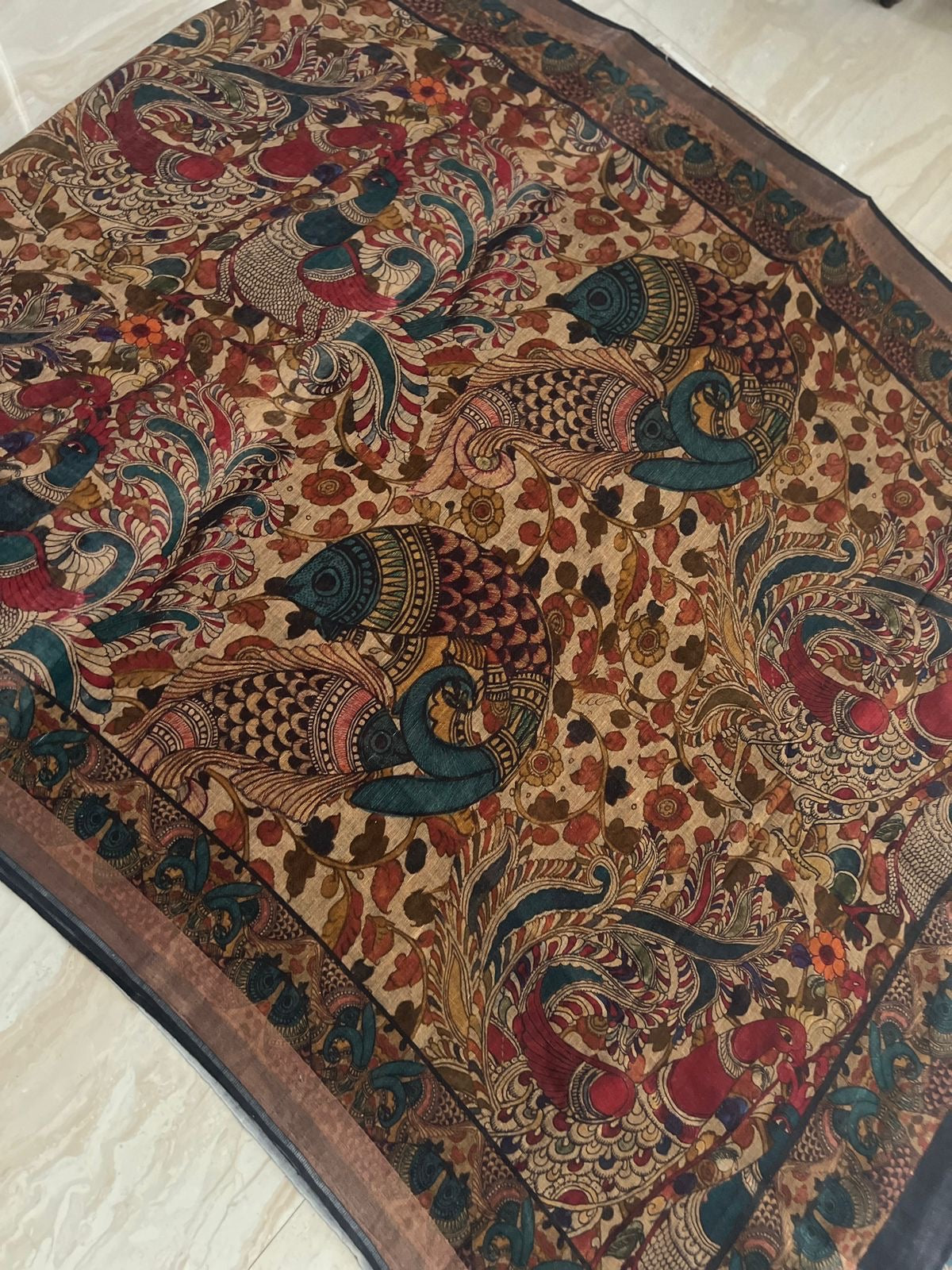 Pure Linen By Linen Digital Kalamkari Print Saree